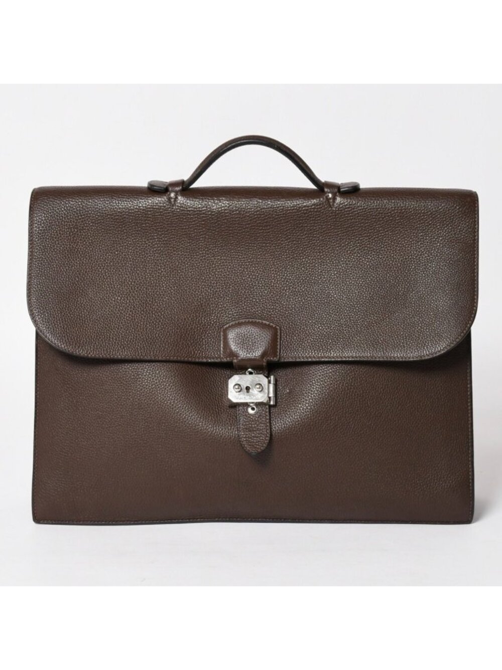 Hermes Sac a Depeche 41 Triple Leather le Business Bag Togo Chocolate Silver 4